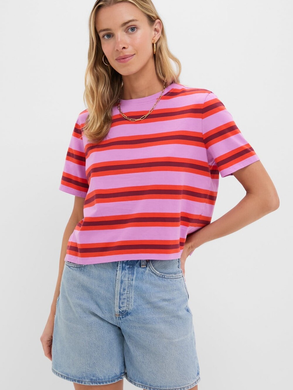 KULE Orchid Poppy Plum Multistripe Brentwood Shirt - XL